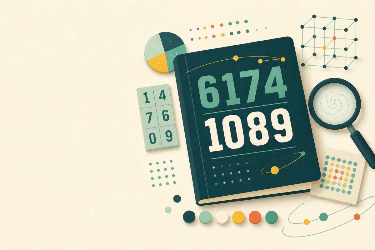 Illustration of number patterns, sequences, and a magnifying glass